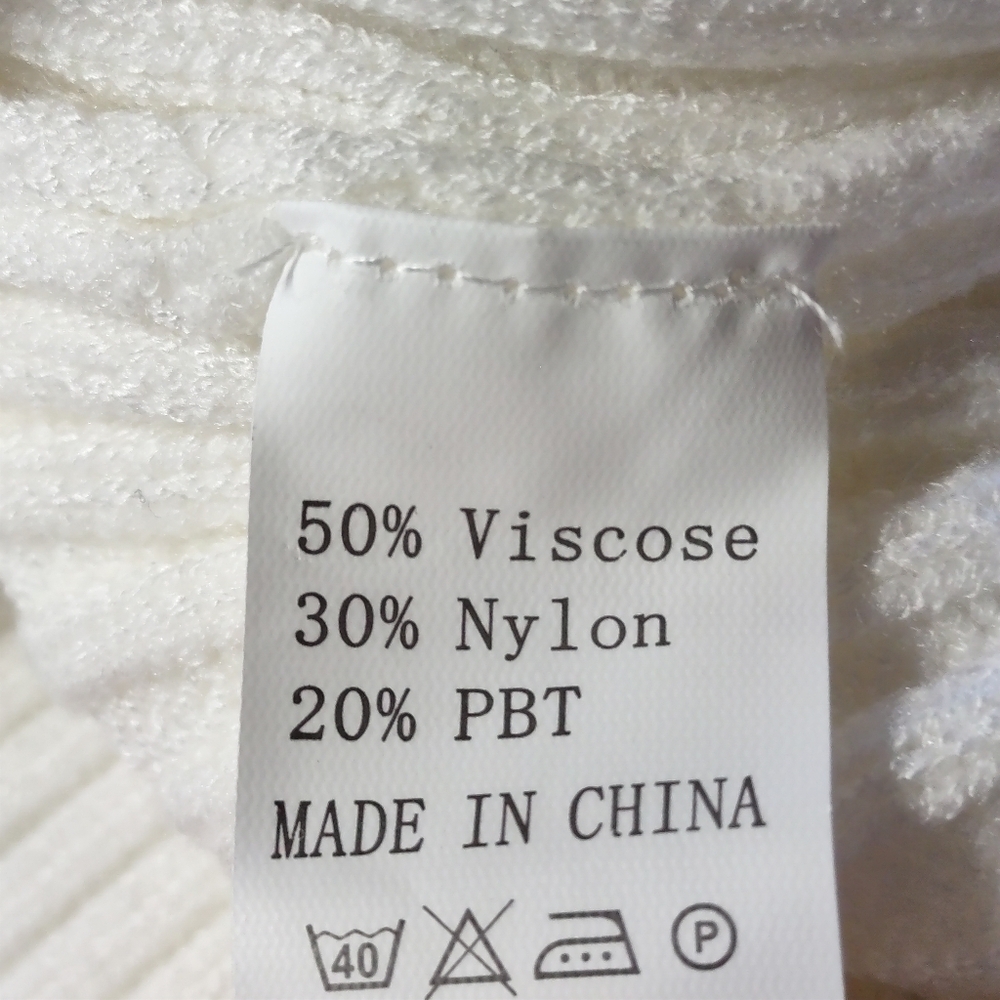 ANRABESS Womens Sweater Dress Turtleneck Lantern Sleeve Casual White Size M NWT - Picture 11 of 11
